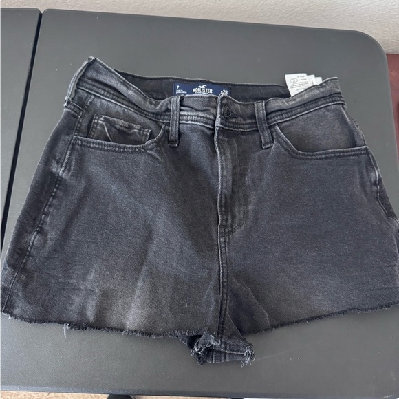 Hollister Pants - Hollister Ultra High Rise Black Dad Denim Cut Off Shorts 7 inch inseam Waist 28